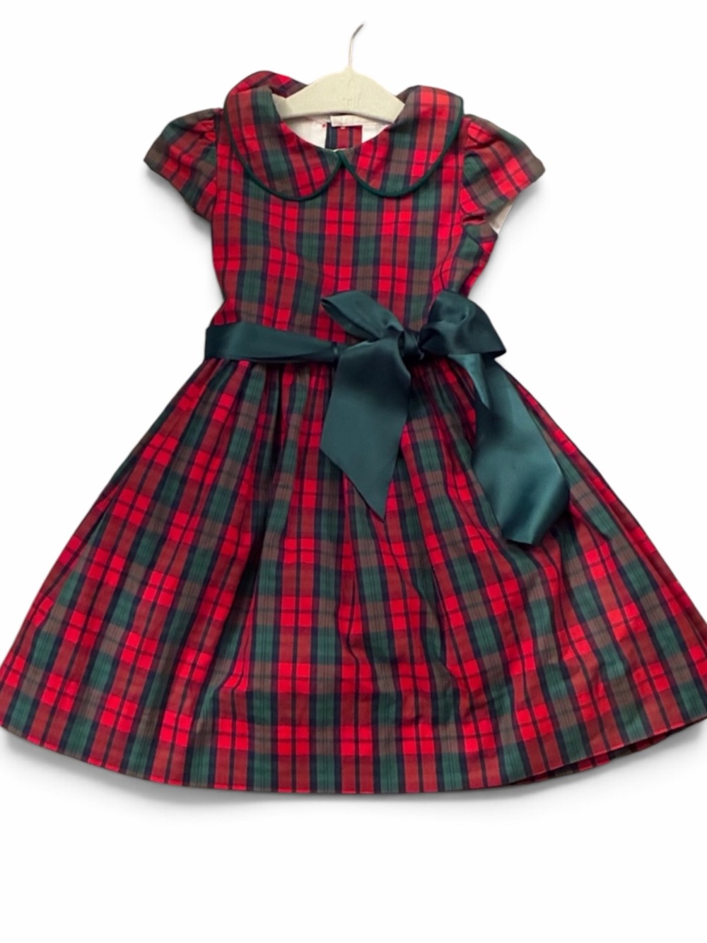 The Bailey Boys Plaid Holiday Party Dress with Green Bow EUC 4T